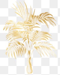 Gold palm tree png  sticker, transparent background