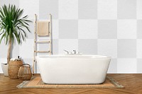 Bathroom wall png mockup, transparent design