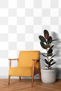 Living room wall png mockup, transparent design