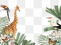 Exotic giraffe png border, transparent background