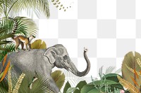 Wild elephant png jungle border, transparent background