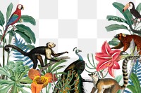 Wild jungle animals png border, transparent background