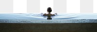 Woman in png pool border, travel photo, transparent background