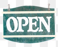 Open signboard png, transparent background