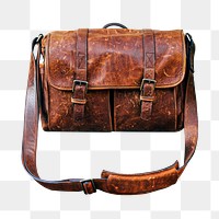 Leather bag png sticker, transparent background