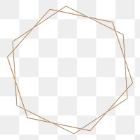 Hexagon frame png logo element, transparent background