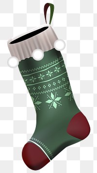 PNG green Christmas stocking sticker, transparent background