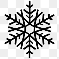 Black snowflake png Christmas sticker, transparent background