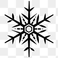 Black snowflake png Christmas sticker, transparent background