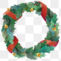 Christmas wreath png festive decoration sticker, transparent background