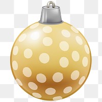 Dotted yellow ball png Christmas ornament sticker, transparent background