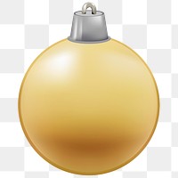 PNG yellow Christmas ball sticker, transparent background