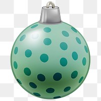Christmas bauble png dotted green ball sticker, transparent background