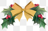 Christmas ribbon png holly berry sticker, transparent background