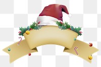 Christmas banner png ribbon frame sticker, transparent background