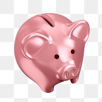 Pink piggy bank png sticker, transparent background