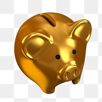 Gold piggy bank png sticker, transparent background