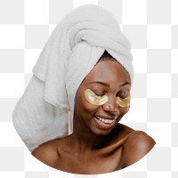 Woman with eye mask png sticker, transparent background