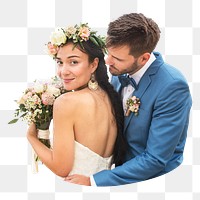 Couple png getting married, celebration of love in transparent background