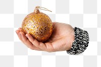 Gold Christmas bauble png sticker, transparent background