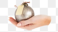 Hand presenting bauble png sticker, transparent background