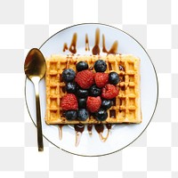 Breakfast waffle  png food sticker, transparent background