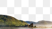 PNG Scotland castle landscape border, transparent background