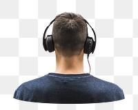 Man with headphone png sticker, transparent background