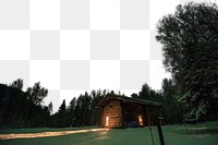 PNG forest cabin border, transparent background