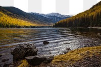 Lake landscape png border, transparent background