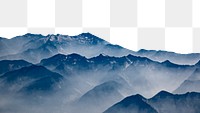 Mountain & smoke png border, transparent background