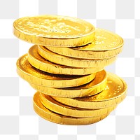 Gold coins png sticker, transparent background