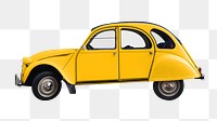 Yellow classic car png sticker, transparent background