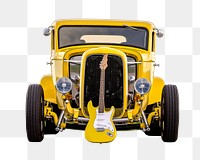 Yellow classic car png sticker, transparent background