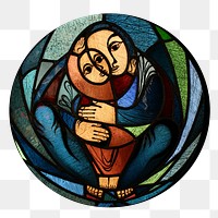 Png Mary & Jesus stained glass sticker, transparent background