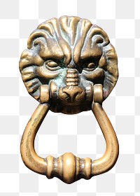 Lion door knocker png sticker, transparent background