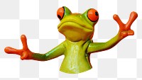 Funny frog png sticker, transparent background