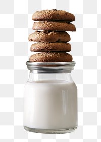 Milk and cookies png sticker, transparent background