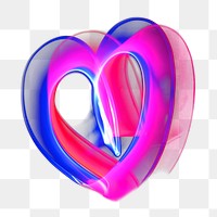 Colorful neon heart png sticker, transparent background