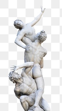 The Rape of the Sabine Women statue png sticker, transparent background