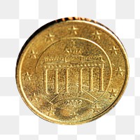 Euro coin png money sticker, transparent background