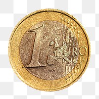 Euro coin png money sticker, transparent background