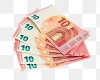 10 Euro bills png money sticker, transparent background