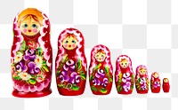 Matryoshka Russian dolls png sticker, transparent background