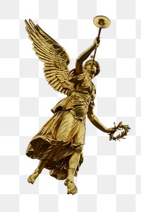 Goddess of Fama statue png sticker, transparent background