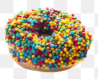 Sprinkled donut png sticker, transparent background