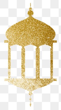 Gold Islamic lantern png sticker, transparent background