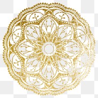 Gold mandala flower png sticker, transparent background