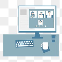 Online meeting screen  png sticker, transparent background