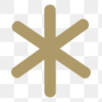 Gold asterisk png sticker, transparent background